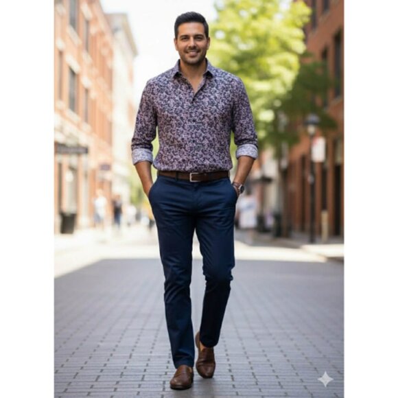 John Lennon by English Laundry Floral Button-Up Shirt XXL Stretch Purple Floral - Picture 8 of 8